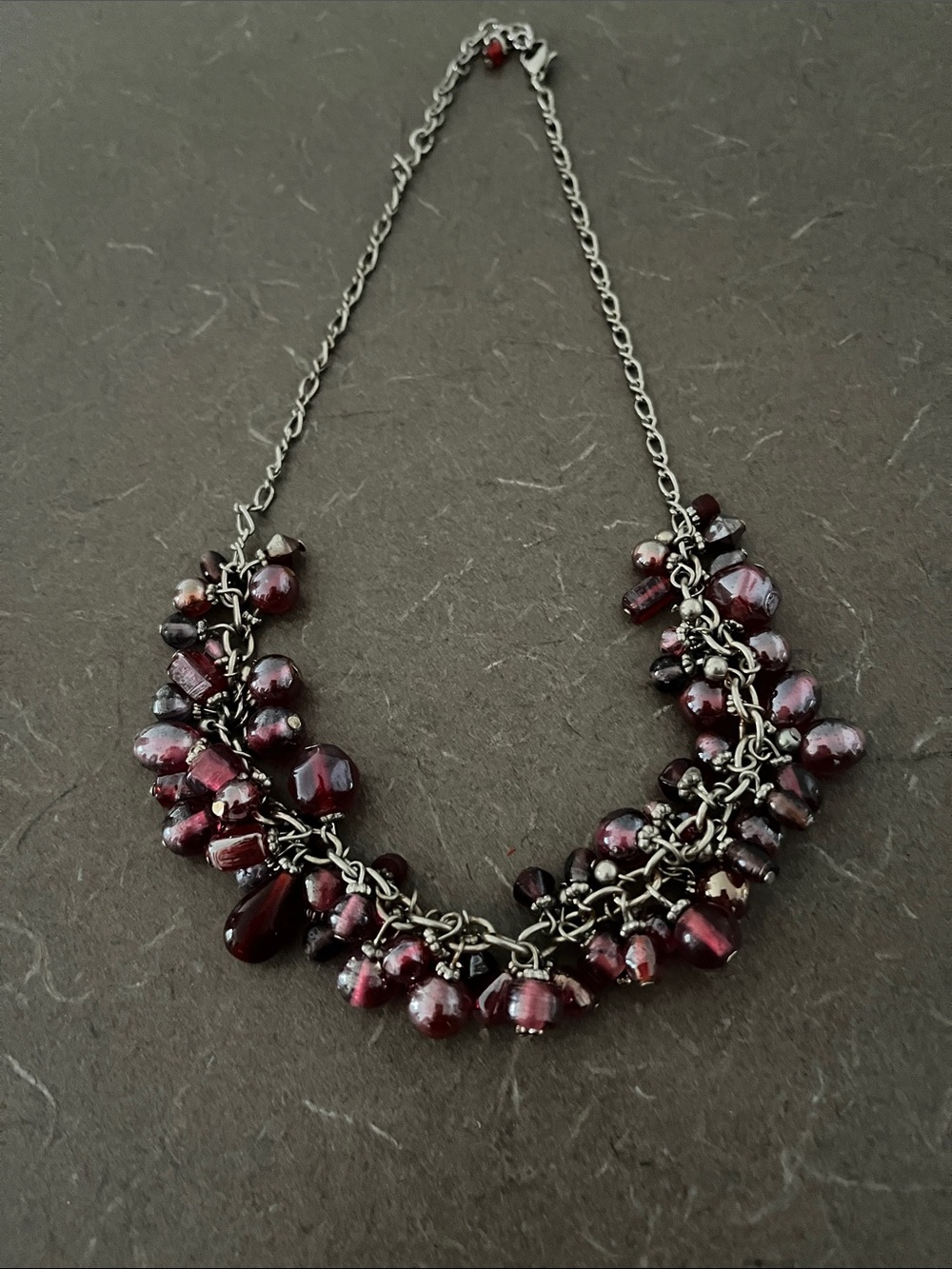 L👀K 3 for $15 Women's Red & Silvertone Cluster Statement Necklace